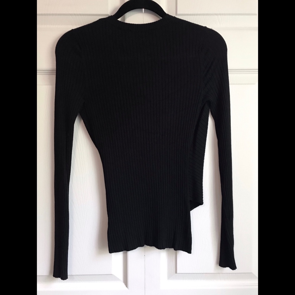 EXPRESS Wide Ribbed Surplice Fitted Sweater - Picture 2 of 8